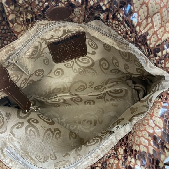 Brighton Nolita Brown Tan Reptile Snake Hobo Shoulder Bag‎ - Picture 8 of 10